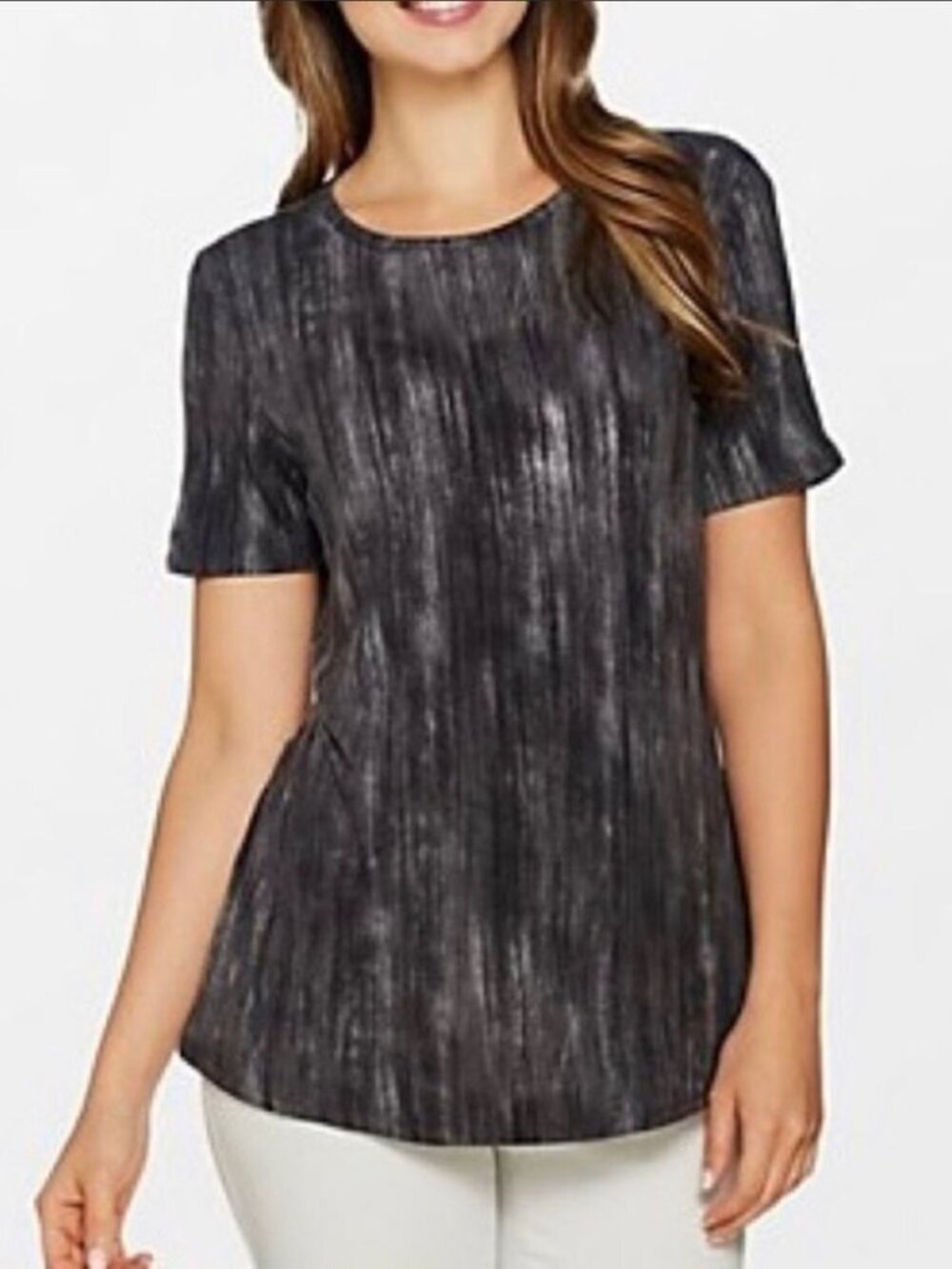 Lisa Rinna Collection Printed Knit Top with Back Detail Size Large